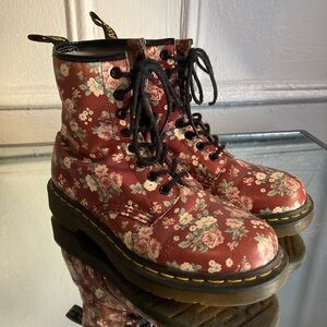 Dr Martens Floral Boots 1460 PASCAL Floral Vintage Rose Burgundy